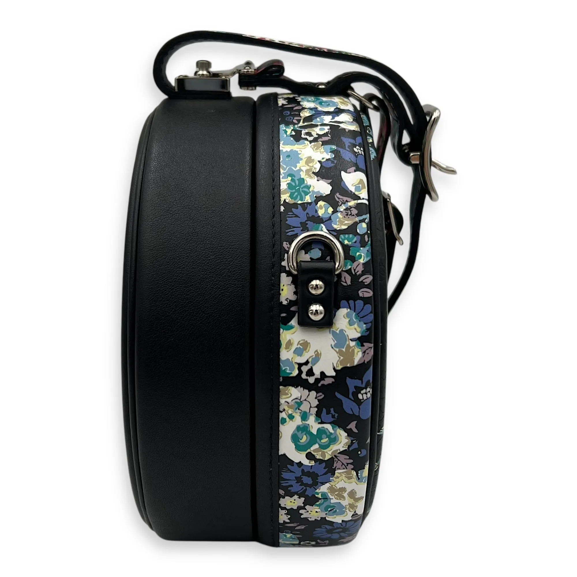 Floral Print Petite Boite Chapeau Multi-colour Crossbody Bag in Calfskin, Silver hardware