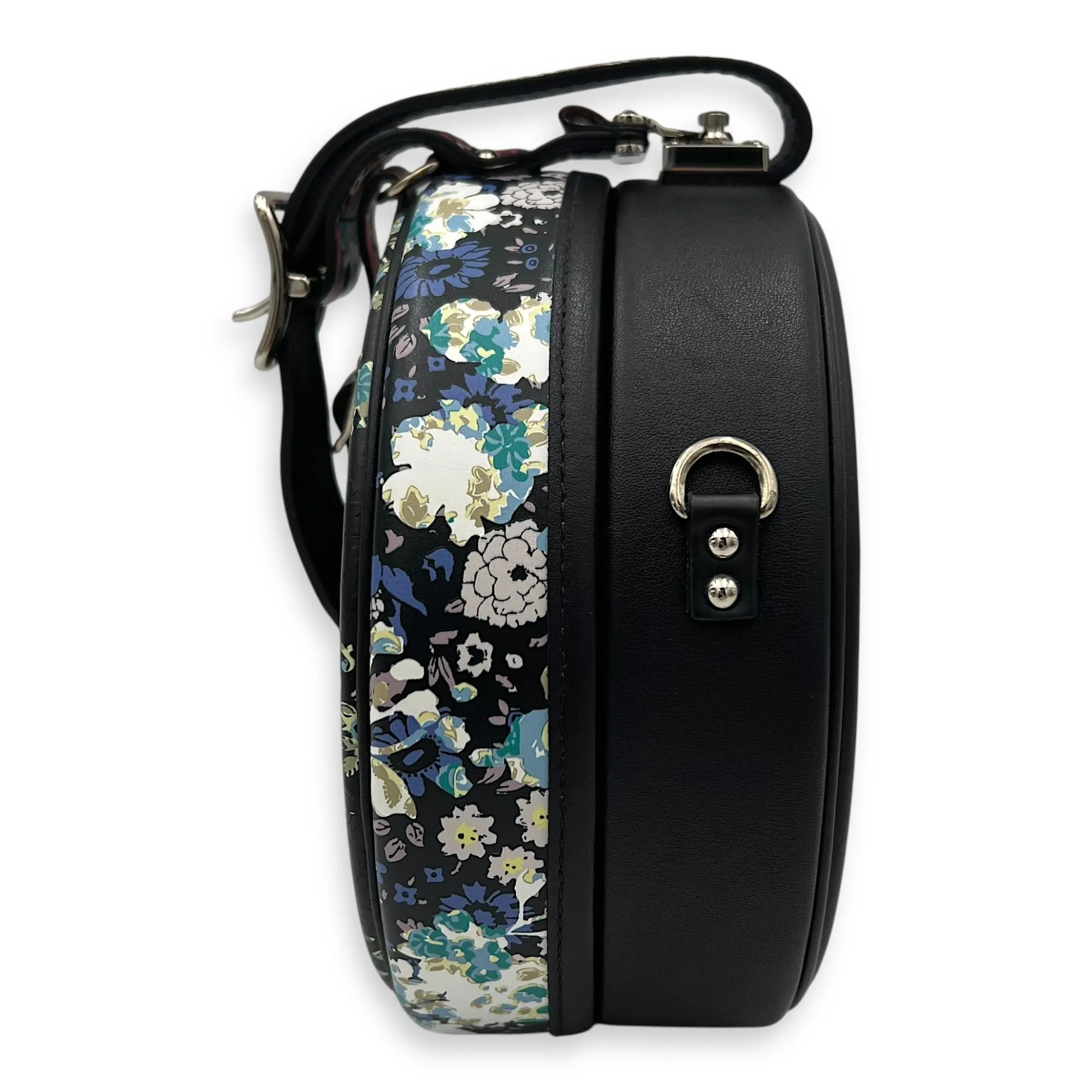 Floral Print Petite Boite Chapeau Multi-colour Crossbody Bag in Calfskin, Silver hardware