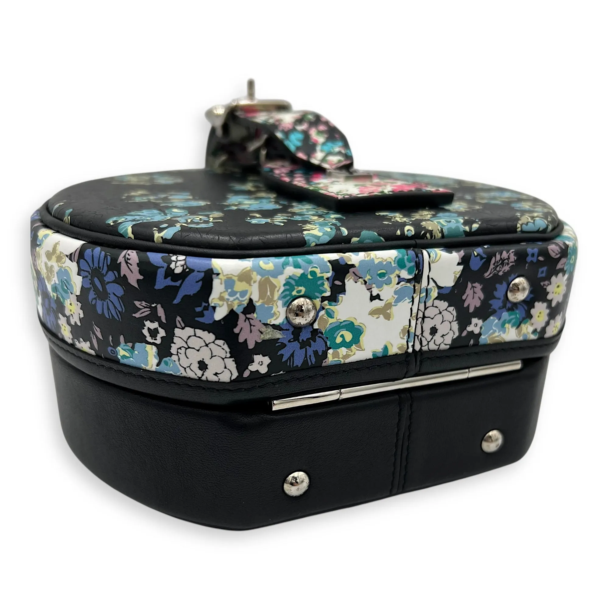 Floral Print Petite Boite Chapeau Multi-colour Crossbody Bag in Calfskin, Silver hardware