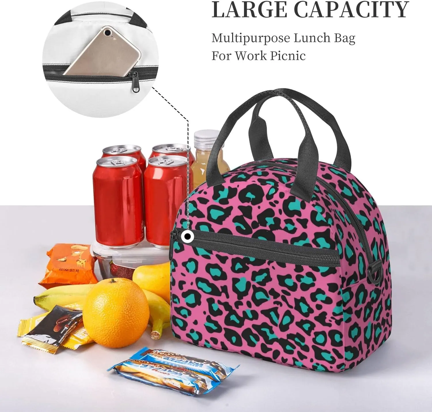 Flowers,Insulated Lunch Bag for Women/Men,Windmills Over Rows of,Reusable Leakproof Cooler Tote Bag Organizer with Adjustable Shoulder Strap for Adult,Multicolor