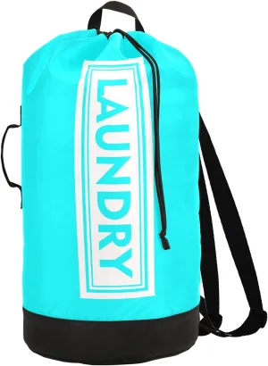 Fluorescent Blue Laundry Backpack Large Heavy Duty Laundry Bag for College Students Laundry bag with Shoulder Straps Washable for Camp Traveling Waterproof