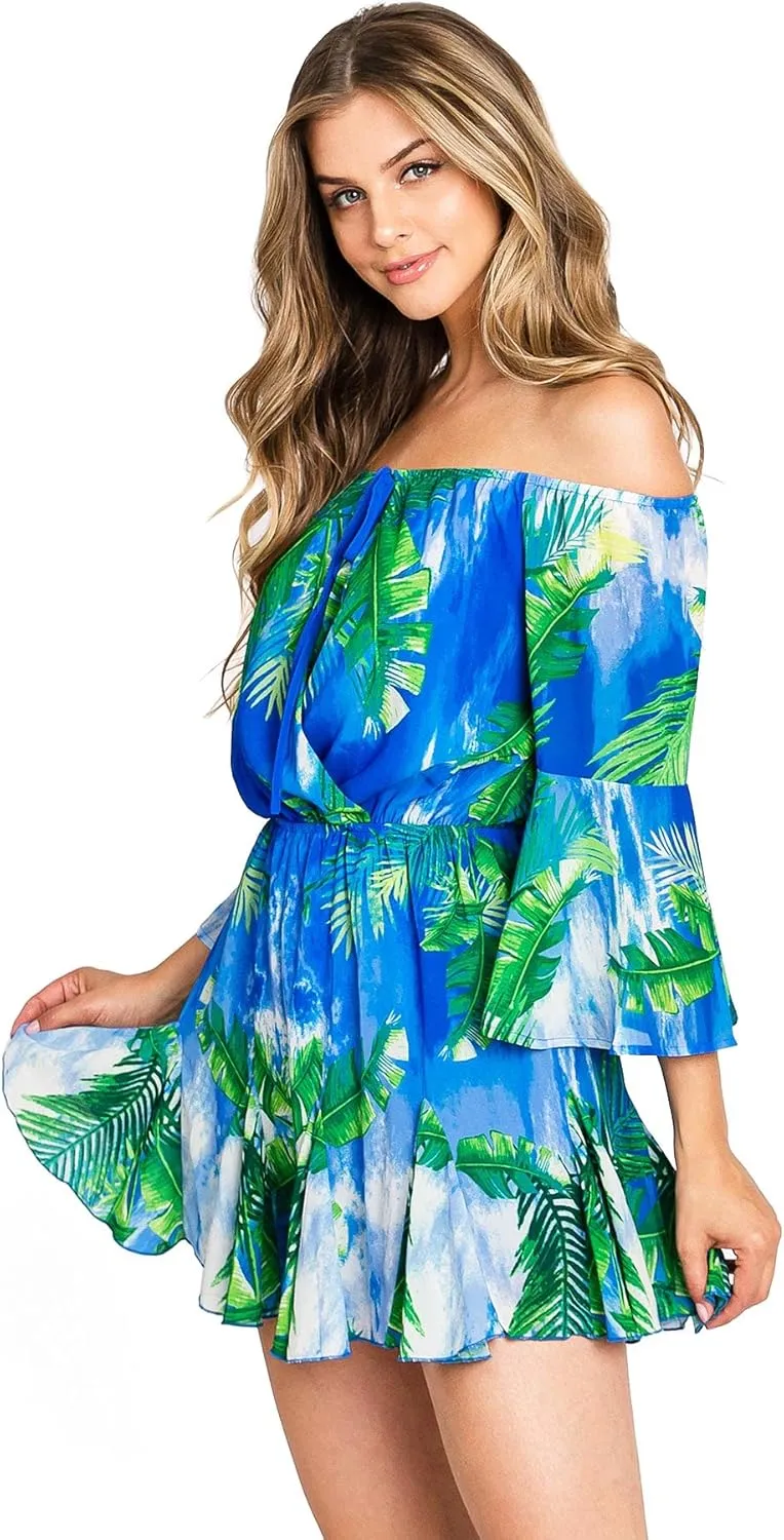 Flying Tomato Women's Off Shoulder Printed Summer Romper