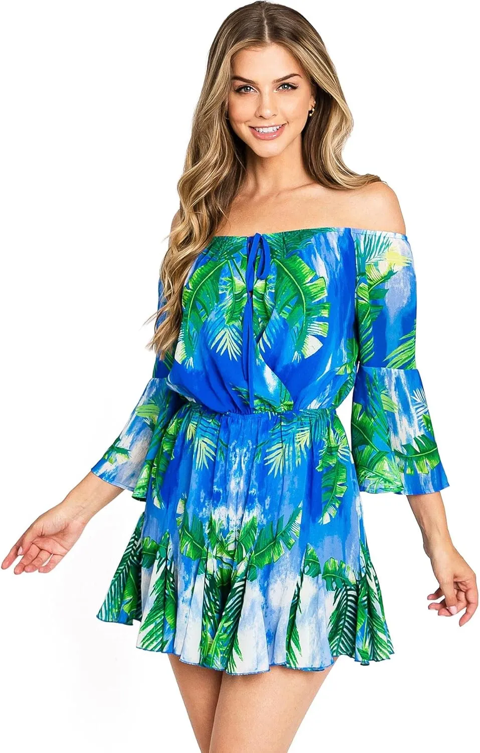 Flying Tomato Women's Off Shoulder Printed Summer Romper