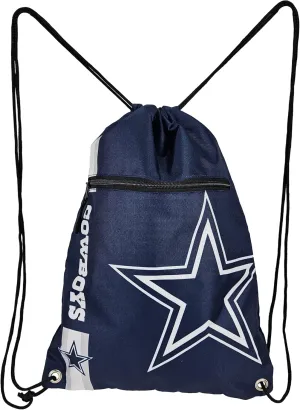 FOCO Dallas Cowboys Big Logo Drawstring Backpack with Zippered Pocket – Limited Edition Cowboys Bag – NFL Gear – Show Your Team Spirit with Officially Licensed Dallas Cowboys Fan Gear