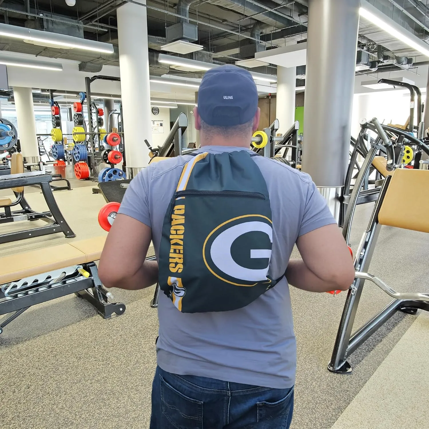FOCO Green Bay Packers Big Logo Drawstring Backpack with Zippered Pocket Limited Edition NFL Gear for the NFC North Officially Licensed Packers Fan Gear