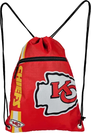 FOCO Kansas City Chiefs Big Logo Drawstring Backpack with Zippered Pocket – Limited Edition Chiefs Bag – NFL Gear for the AFC West – Show Your Team Spirit with Officially Licensed Chiefs Fan Gear