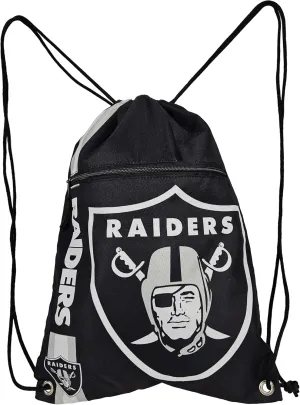 FOCO Las Vegas Raiders Big Logo Drawstring Backpack with Zippered Pocket – Limited Edition Raiders Bag – NFL Gear for the AFC West – Show Your Team Spirit with Officially Licensed Raiders Fan Gear