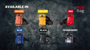 FOD Bag Vinyl Aerospace Aircraft Tool Bag Pouches Made Custom to Size with Pockets Zipper & Adjustable Belt - Clear Pockets for Personal items - Help Eliminate Foreign Object Debris Or Store Hand Tool