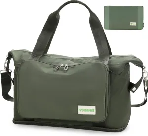 Foldable Travel Duffel Bag for Women, Water Resistant Personal Item/Carry Bag, Overnight Weekender Bag with Wet Compartment