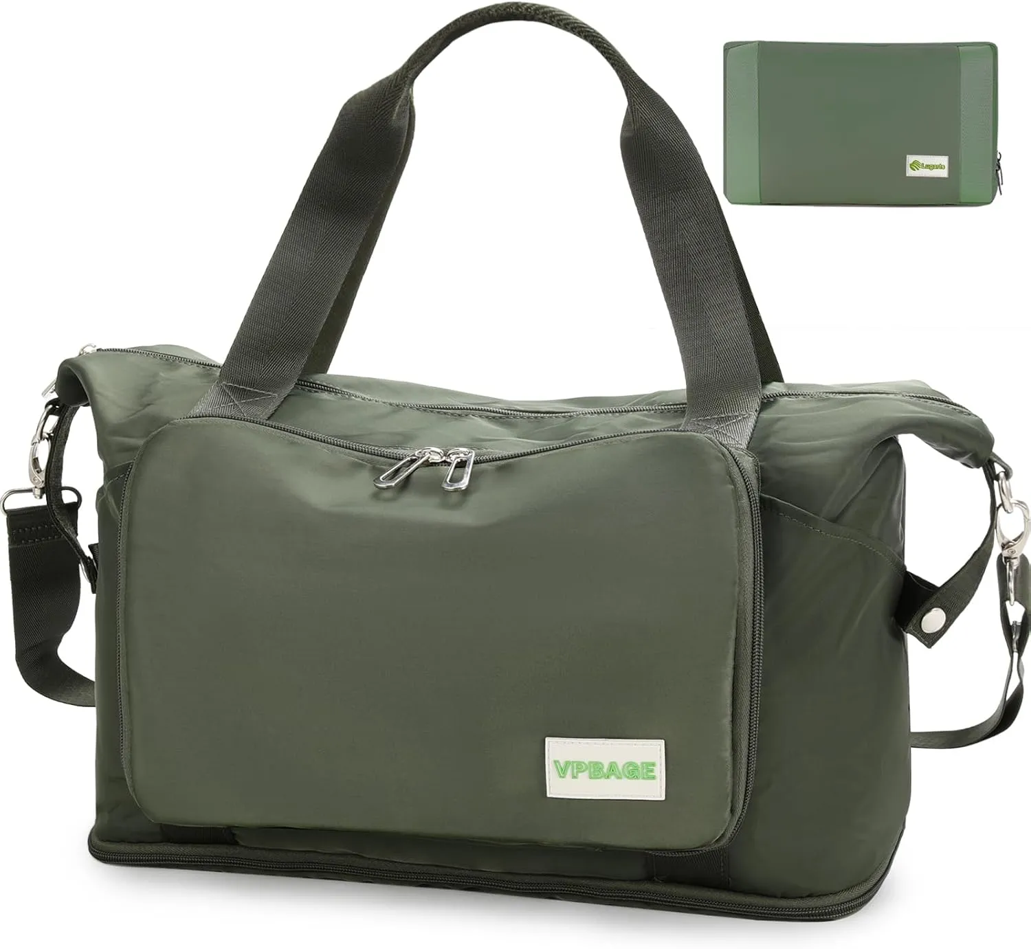 Foldable Travel Duffel Bag for Women, Water Resistant Personal Item/Carry Bag, Overnight Weekender Bag with Wet Compartment