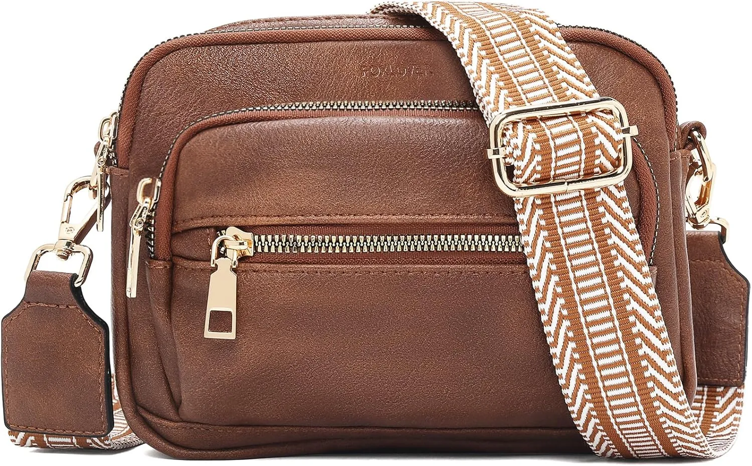 FOXLOVER Small Crossbody Bags for Women Multi-Pocket Satchel Vegan Leather Shoulder Handbags with Colored Wide Strap