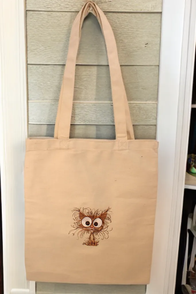 Frazzled Cat Embroidered Canvas Tote Bag – Cute & Durable Accessory