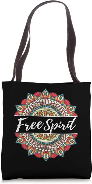 Free Spirit Boho Mandala Design Hippie Vibes Artistic Energy Tote Bag