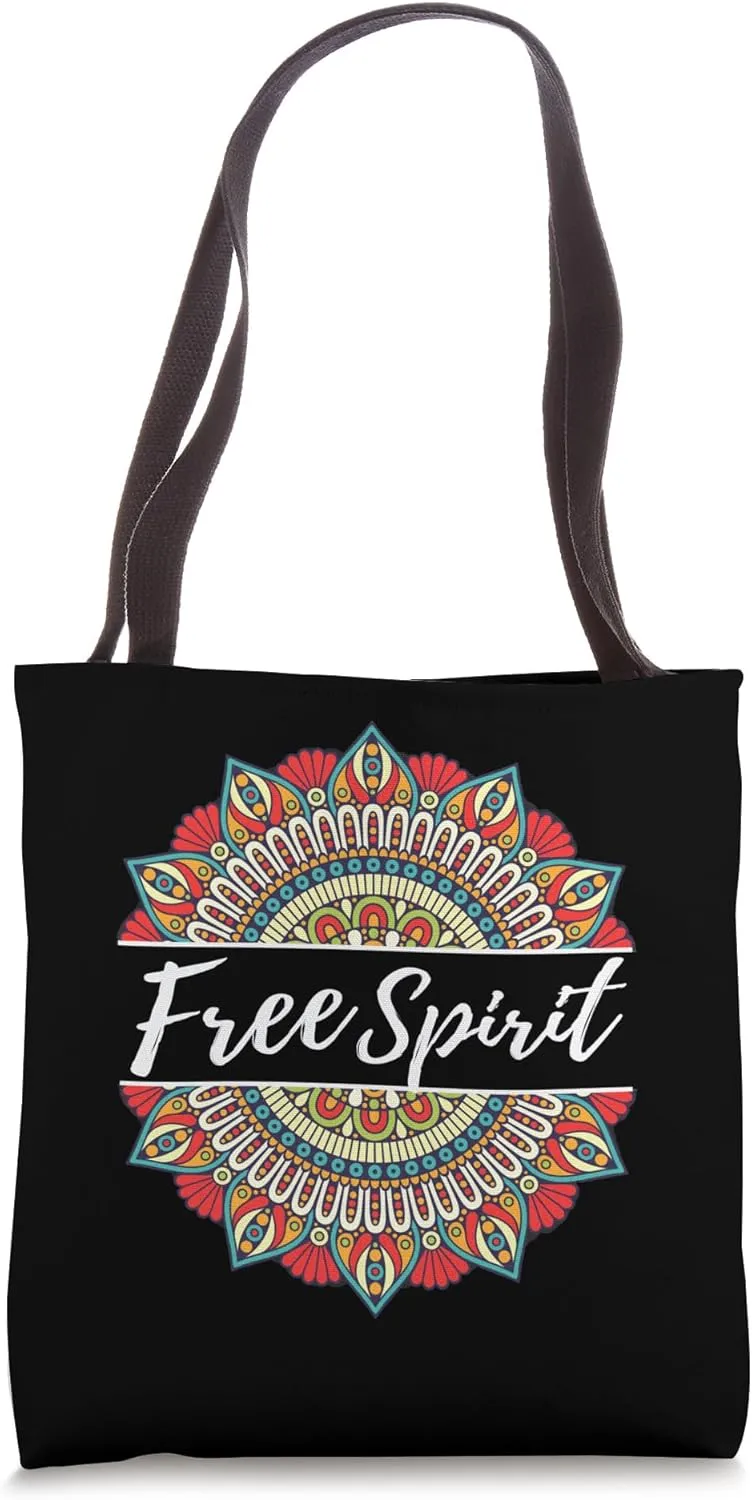 Free Spirit Boho Mandala Design Hippie Vibes Artistic Energy Tote Bag