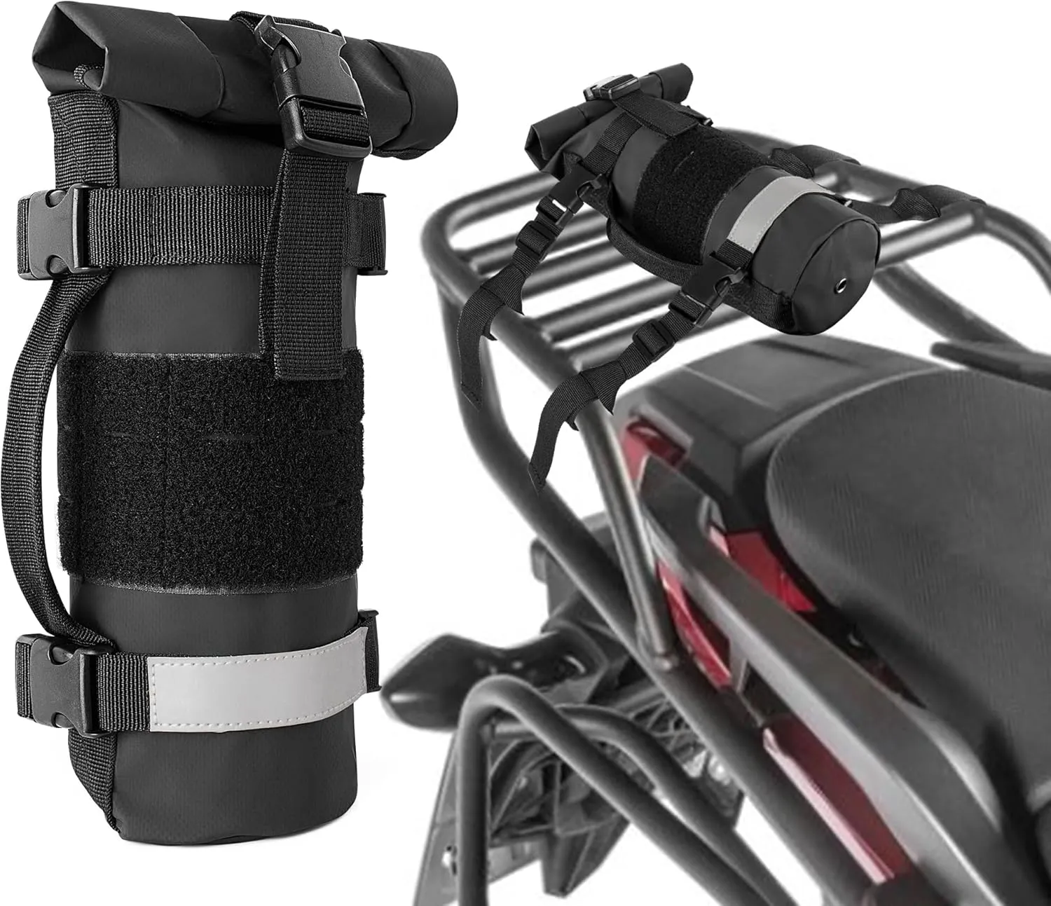 Fuel Bottle Holder for 30 oz Fuel Bottle, Fuel Bottle Pouch Bag Fit for Mounting on Motorcycle or on MOLLE Bag Backpack, Black (Patented Design), RM01001