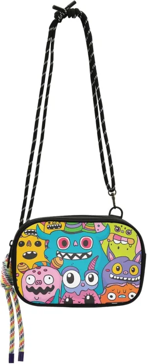 Fun Monster Party West Crossbody Purse for Mens Comfort with Adjustable Strap Black Handbag Date