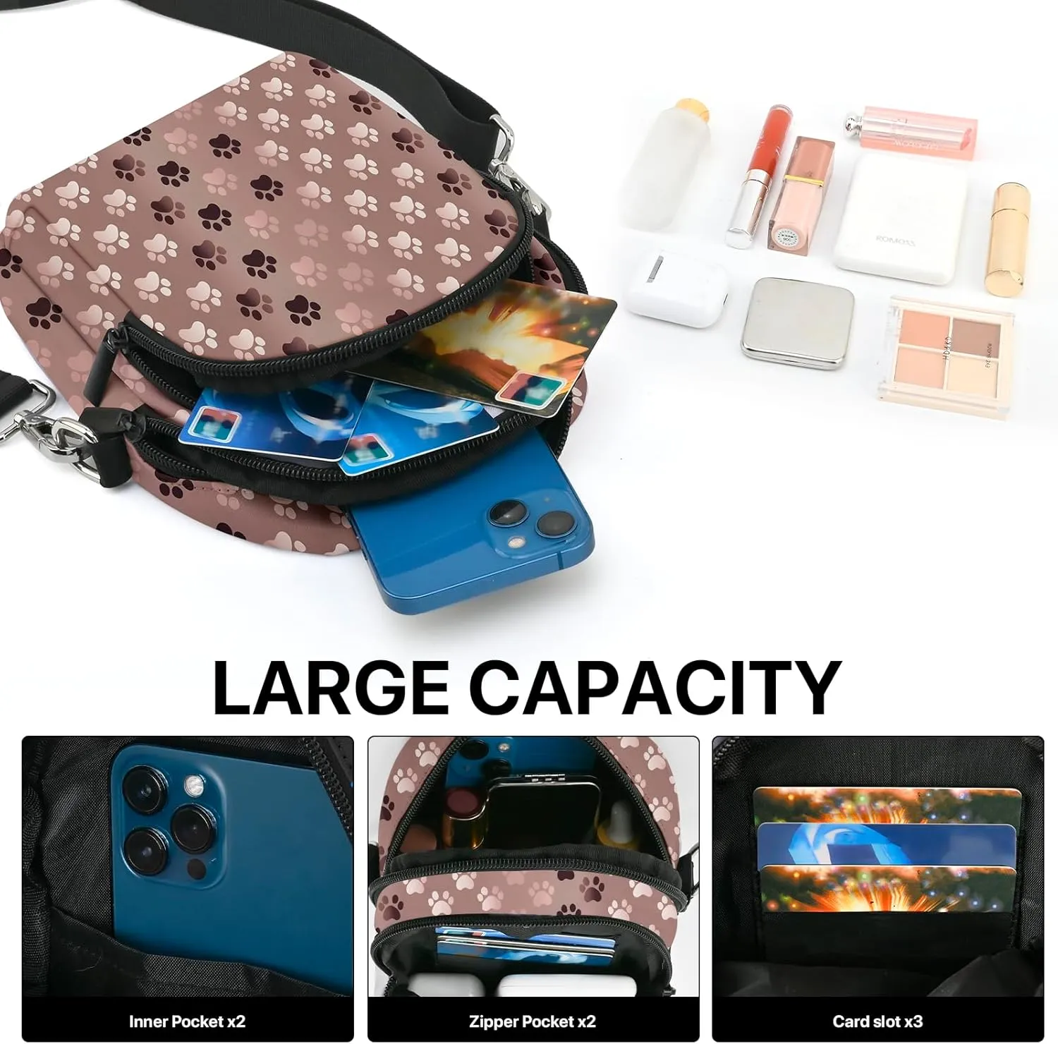 FyLybois Small Crossbody Bags for Women Casual Cell Phone Bag Wallet Purse Waterproof with Card Slots Adjustable Strap