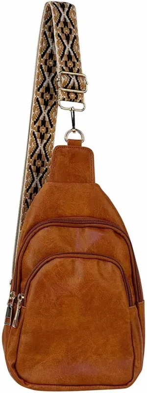 FZVYD Sash Bag,Small Sling Bag for Women Men Sling Backpack Chest Daypack Crossbody Backpack for Travel Sports Running Hiking 2024 Brown-3