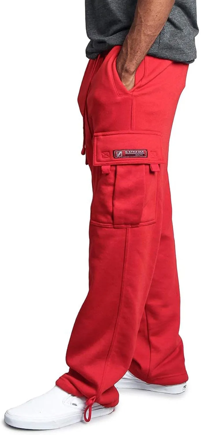 G-Style USA Men's Solid Fleece Heavyweight Cargo Pants