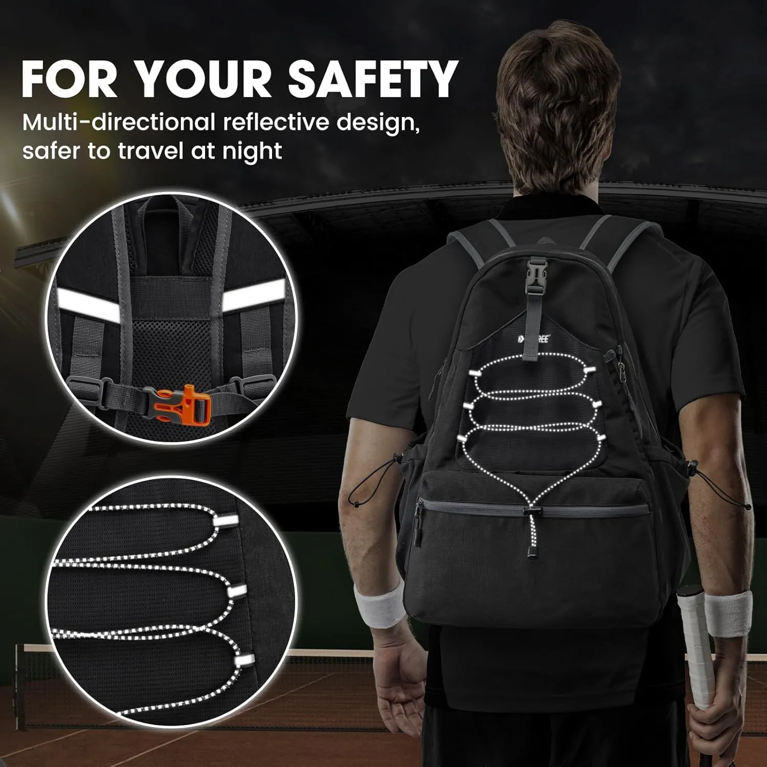 G4Free Tennis Bag, Tennis Backpack for Women Men, Large Pickleball Bag, Holds 4 Rackets with Shoe