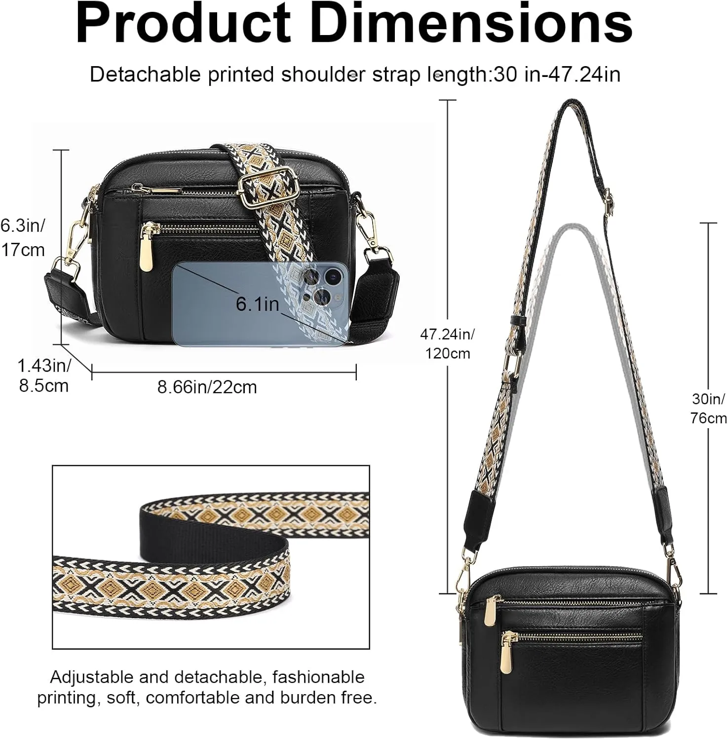 GAEKEAO Crossbody Purses for Women Small Crossbody Bags Vegan Leather Trendy Shoulder Handbags with Adjustable Shoulder Strap