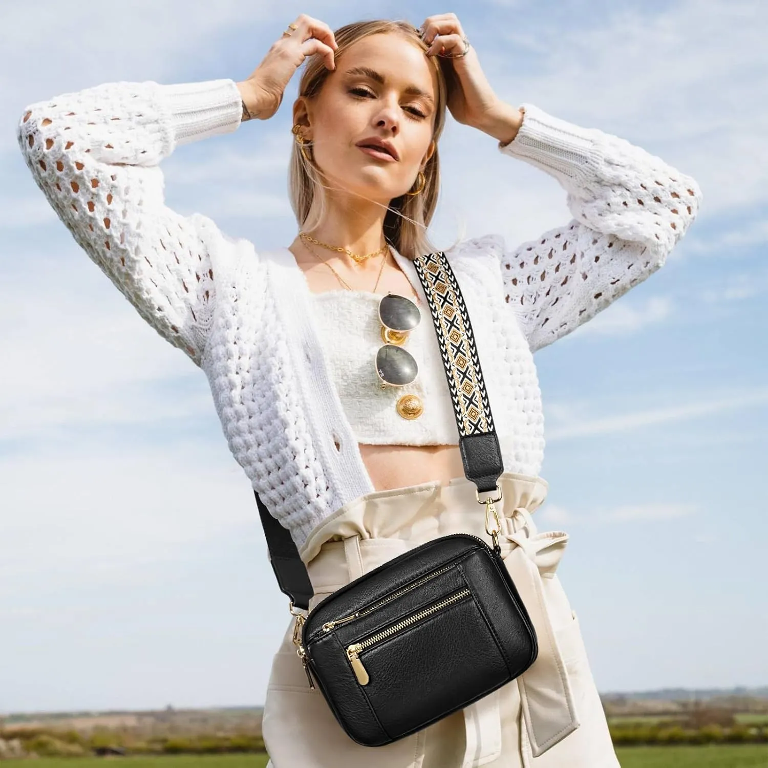 GAEKEAO Crossbody Purses for Women Small Crossbody Bags Vegan Leather Trendy Shoulder Handbags with Adjustable Shoulder Strap