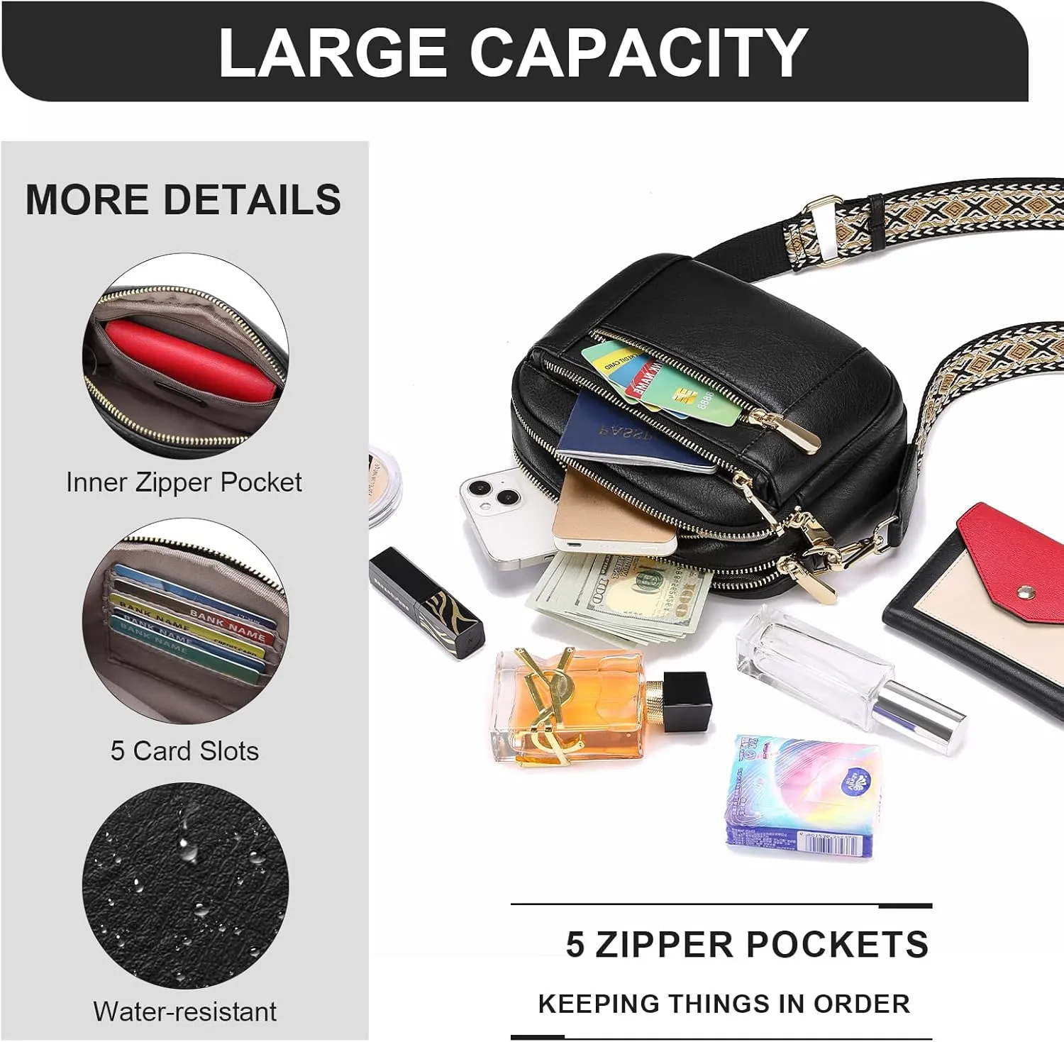 GAEKEAO Crossbody Purses for Women Small Crossbody Bags Vegan Leather Trendy Shoulder Handbags with Adjustable Shoulder Strap