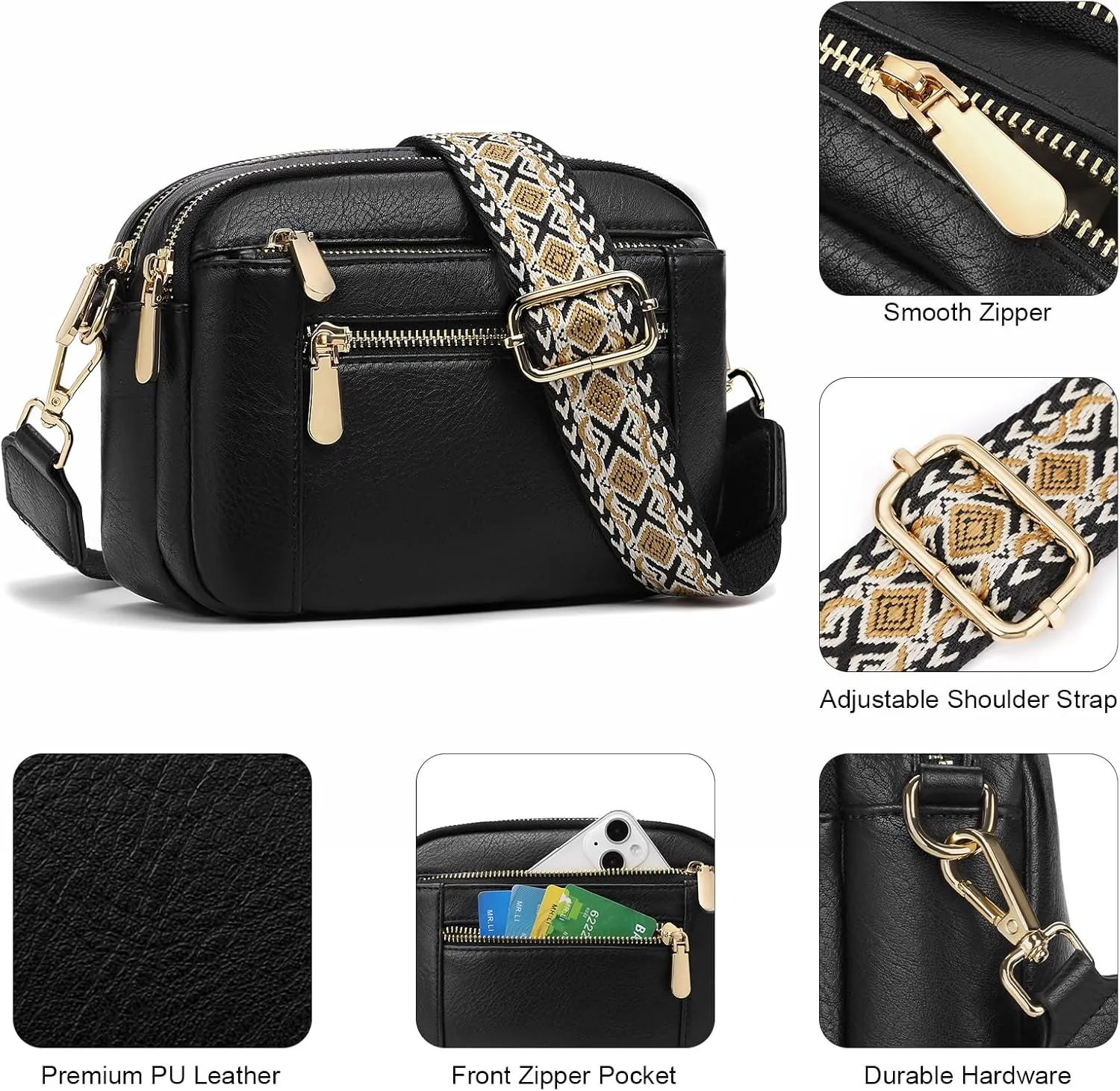 GAEKEAO Crossbody Purses for Women Small Crossbody Bags Vegan Leather Trendy Shoulder Handbags with Adjustable Shoulder Strap