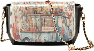 GAIGEO A Watercolor Purple Tulip Vase Leather Women Crossbody Bag, Womens Crossbody Purse with Flap, Shoulder Bag for Women