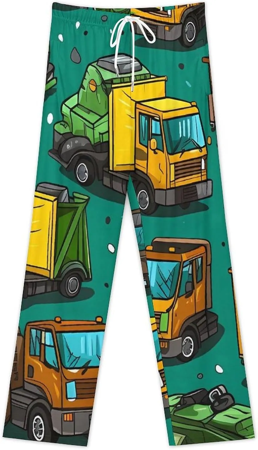 Garbage Truck Busy Day Women's Pajama Pants Drawstring Elastic Waistband Printed Sleepwear Bottoms