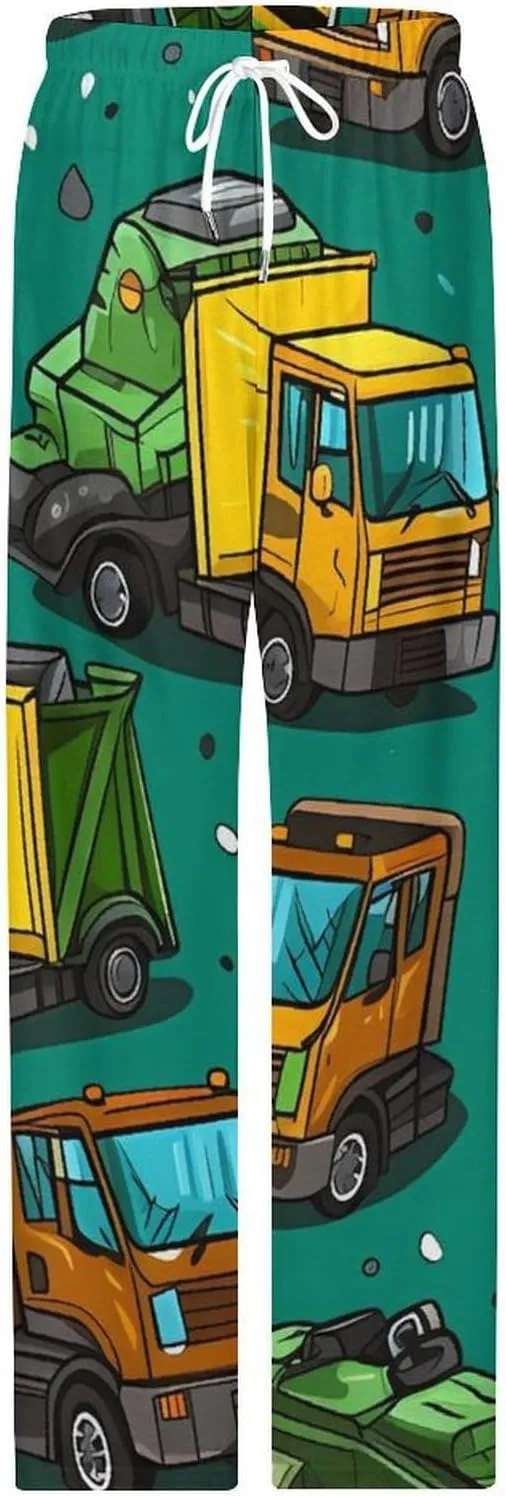 Garbage Truck Busy Day Women's Pajama Pants Drawstring Elastic Waistband Printed Sleepwear Bottoms