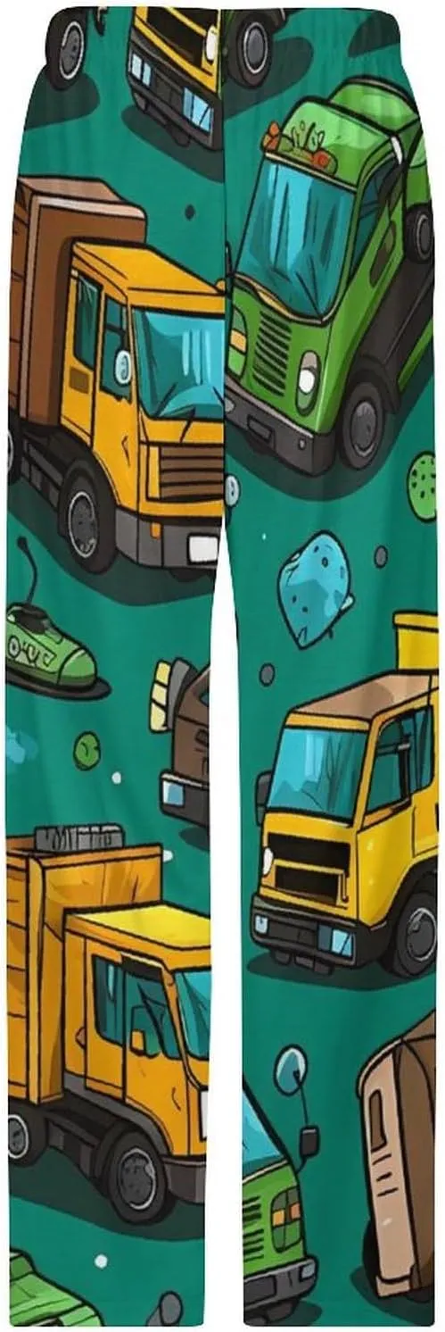 Garbage Truck Busy Day Women's Pajama Pants Drawstring Elastic Waistband Printed Sleepwear Bottoms