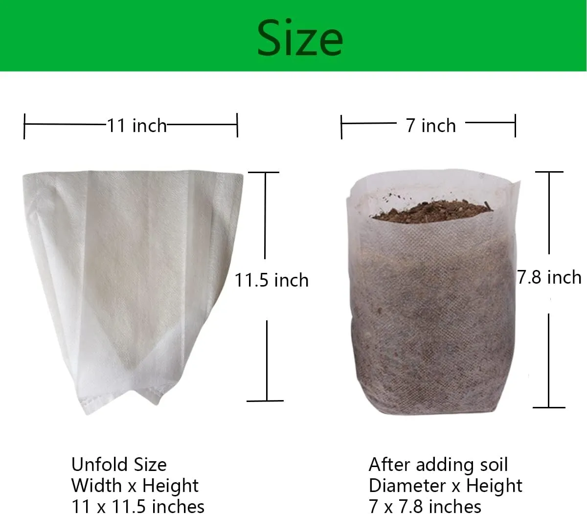 gardtree Plant Nursery Bags 11” x 11.5” 100PCS, Non-Woven Plant Grow Bags Fabric Seedling Starter Pots for Vegetable Flower Fruit Saplings Tree, Home Garden Supply