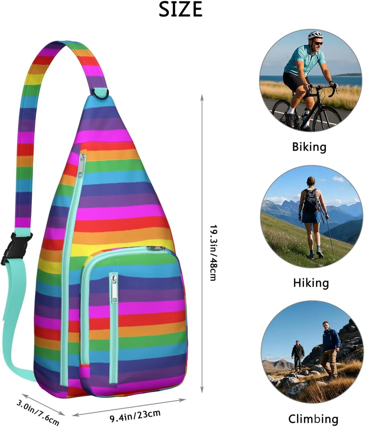 Gay Magic Rainbow Stripe Crossbody Bag Daypack for Women Men Lightweight Waterproof Sling Bag Backpack Hiking Cycling