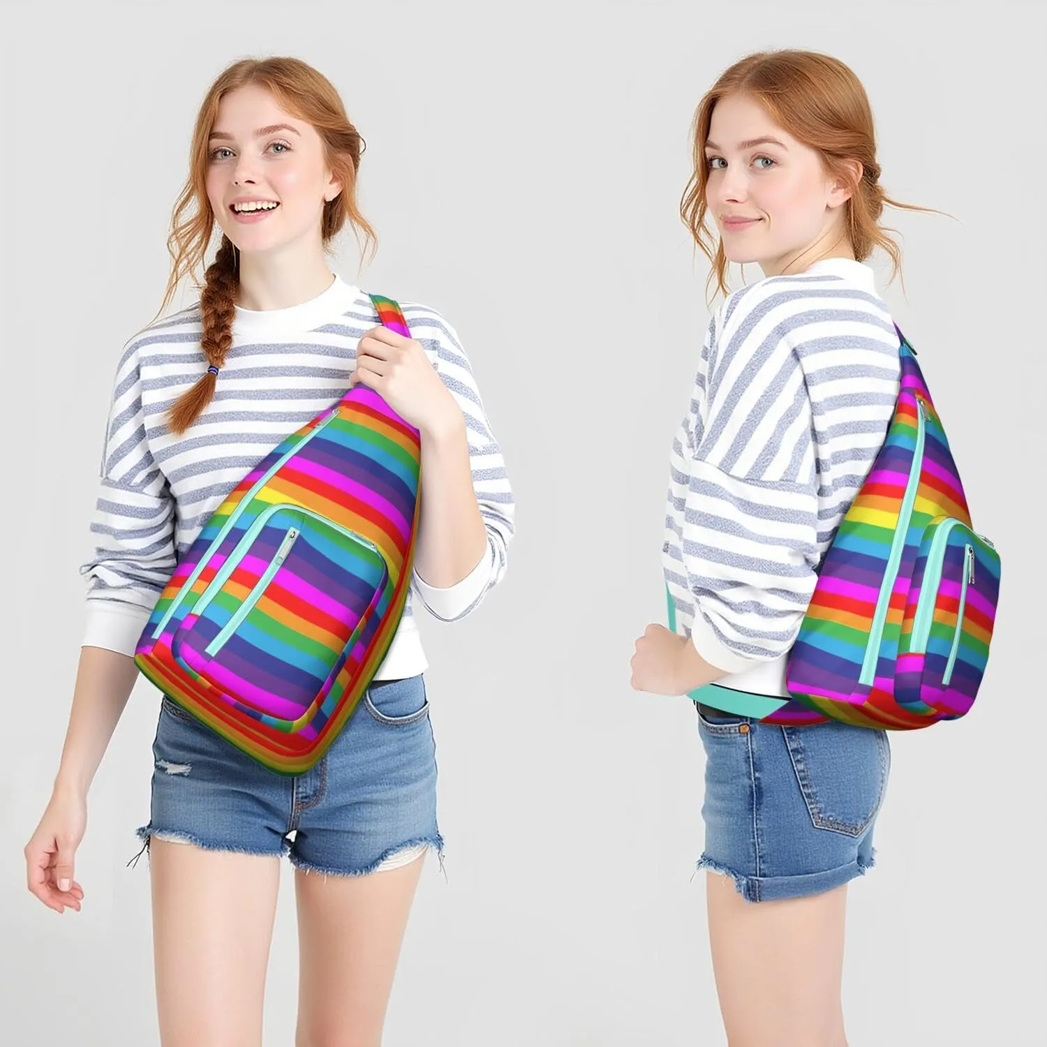 Gay Magic Rainbow Stripe Crossbody Bag Daypack for Women Men Lightweight Waterproof Sling Bag Backpack Hiking Cycling