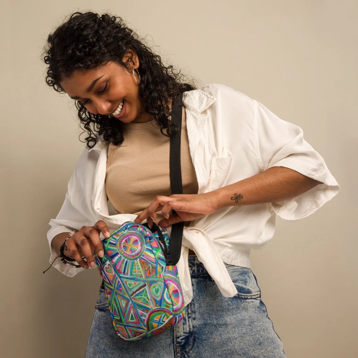 Geometric Rainbow Mini Crossbody Bag