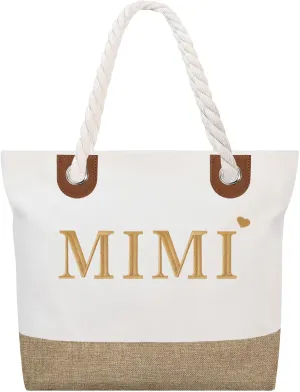 GhvyenntteS Mimi Gifts, Mothers Day Gifts for Mimi, Mimi Bag with Zipper, Personalized Beach Tote Bag - Perfect for Mothers Day, Birthday