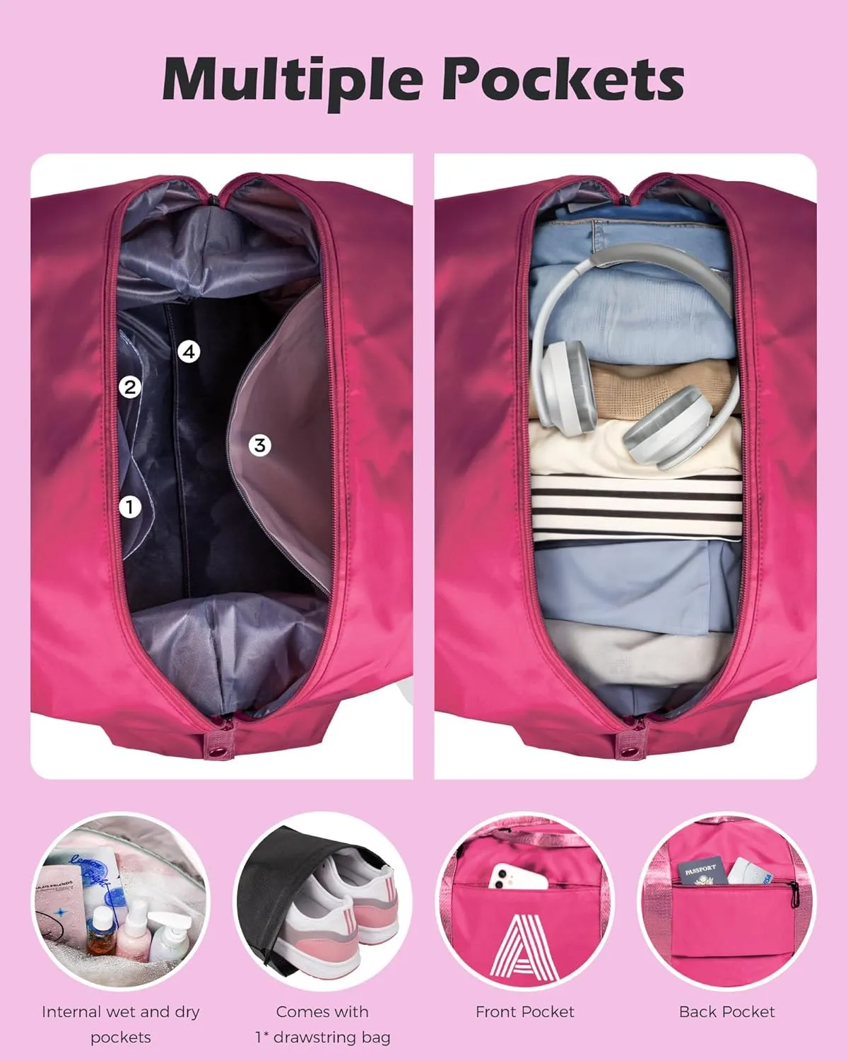 Gifts for Teen Girls 16-18, Birthday Gift, Girls Travel Bag, Sports Bag, Personalized Weekender Bag, Monogram Kids Overnight Bag Gift for Her,Granddaughter Birthday Gift (Letter S)