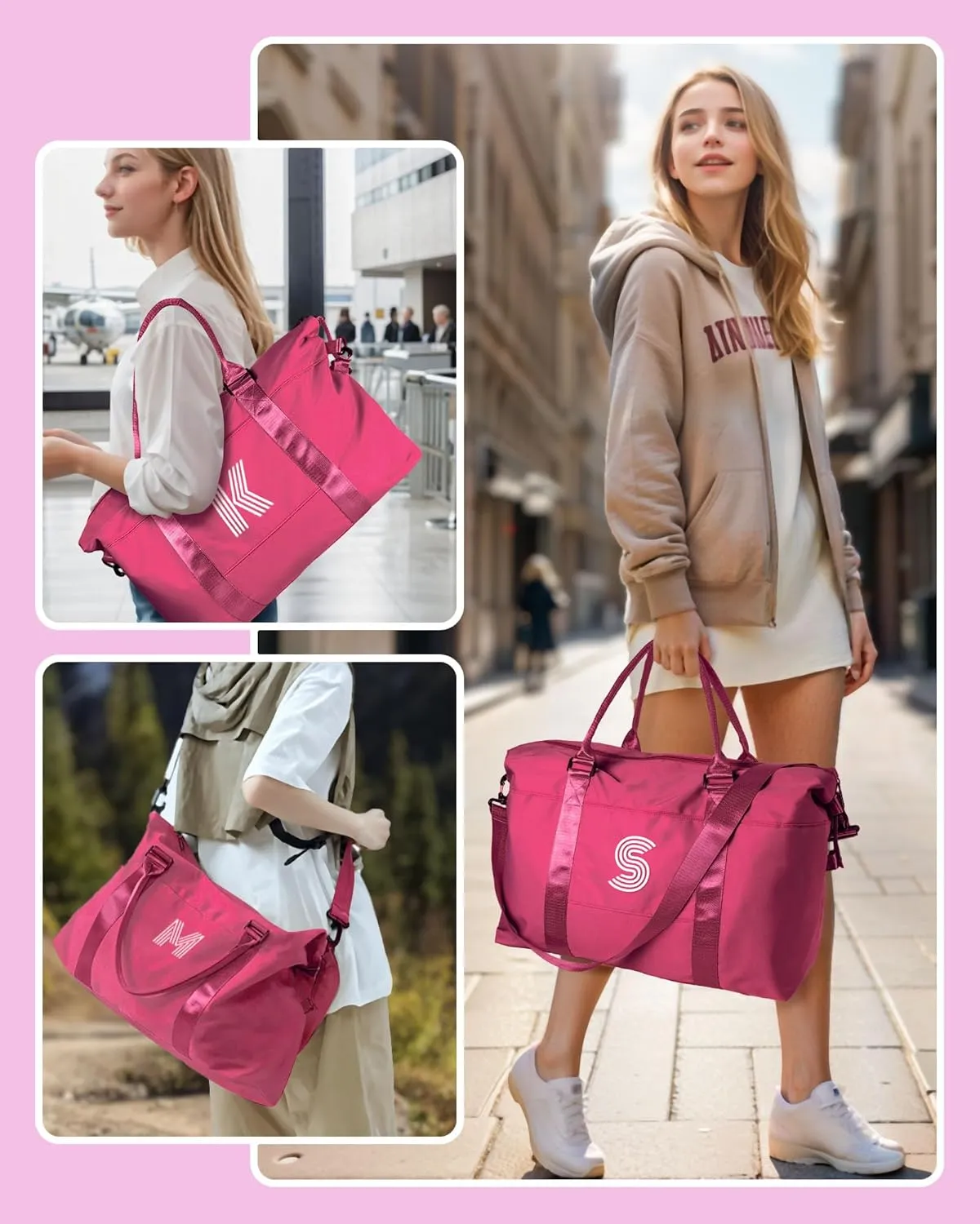 Gifts for Teen Girls 16-18, Birthday Gift, Girls Travel Bag, Sports Bag, Personalized Weekender Bag, Monogram Kids Overnight Bag Gift for Her,Granddaughter Birthday Gift (Letter S)