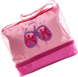 Girls Ballet Bag Double-deck Shoulder Dance Bag for Ballerina Sequins Dance Tote Zipper for Ballet Tap Latin Shoes