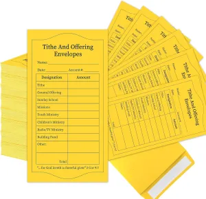 gisgfim 250Pcs Tithes And Offering Envelopes For Church Offering Tithe Envelopes For Church Supplies Donation Church Offering Envelopes 6.5x3.5 Inch Church Envelopes For Tithe And Offering(Yellow)
