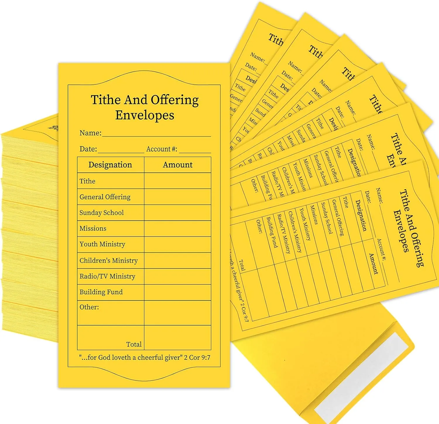 gisgfim 250Pcs Tithes And Offering Envelopes For Church Offering Tithe Envelopes For Church Supplies Donation Church Offering Envelopes 6.5x3.5 Inch Church Envelopes For Tithe And Offering(Yellow)
