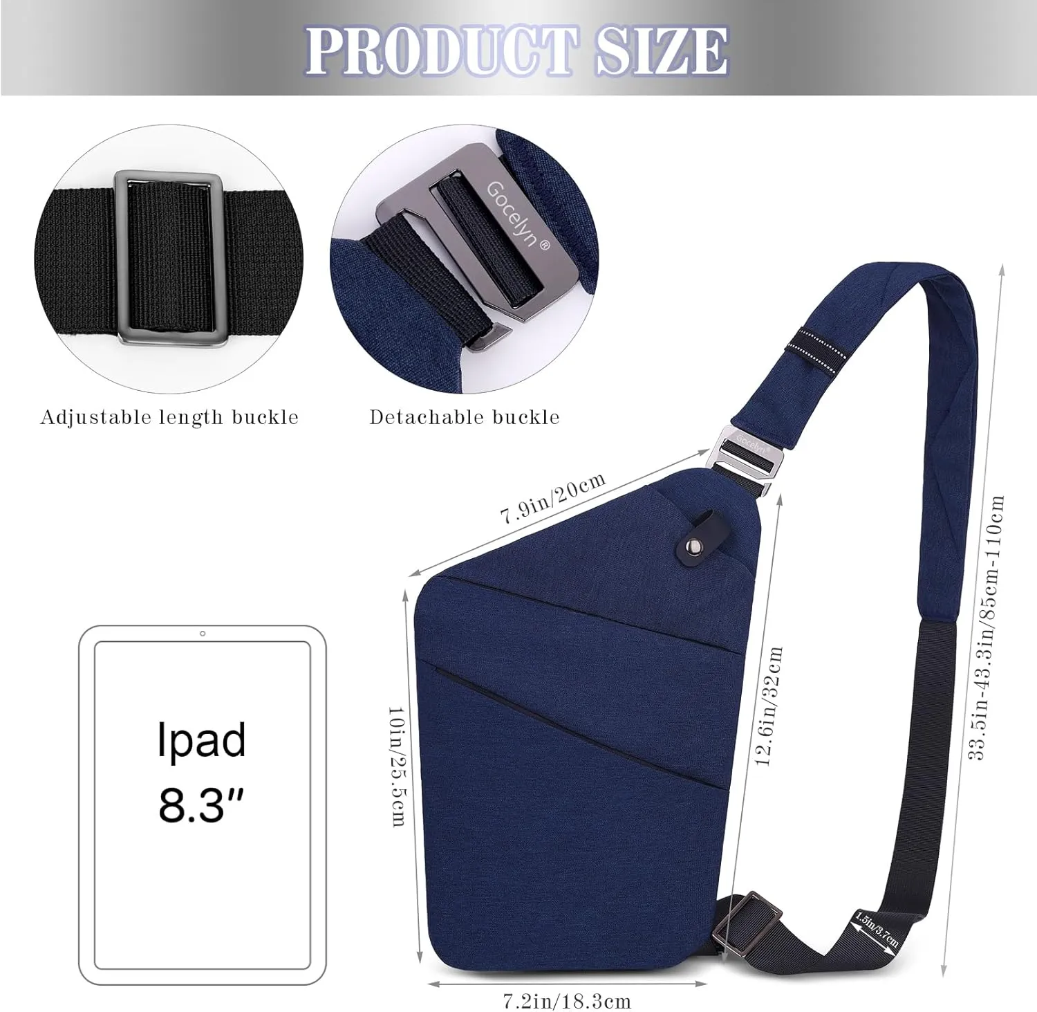 Gocelyn Anti-Theft Crossbody Bag Multi-pocket Chest Bag Sling Shoulder Bag For Men’s Women’s Travel Walking Hiking Cruise