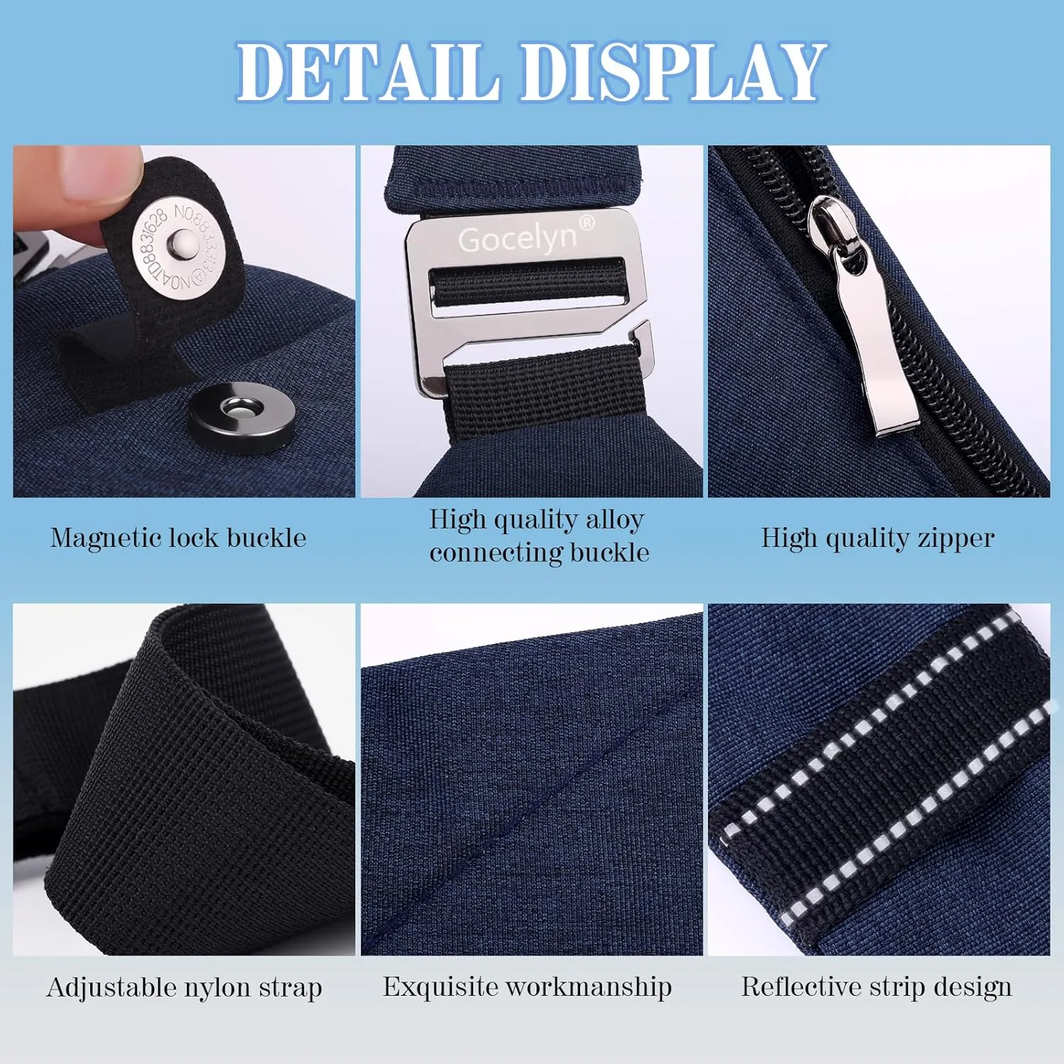 Gocelyn Anti-Theft Crossbody Bag Multi-pocket Chest Bag Sling Shoulder Bag For Men’s Women’s Travel Walking Hiking Cruise