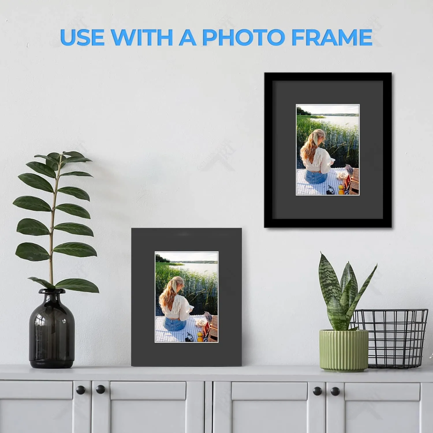 Golden State Art, Acid-Free, Pack of 25, 8x10 Black Picture Mats Mattes with White Core Bevel Cut for 5x7 Photo   Backing   Bags