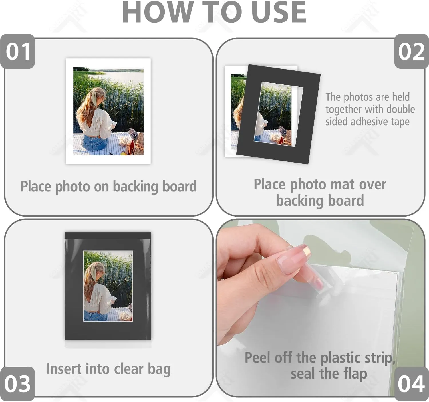 Golden State Art, Acid-Free, Pack of 25, 8x10 Black Picture Mats Mattes with White Core Bevel Cut for 5x7 Photo   Backing   Bags