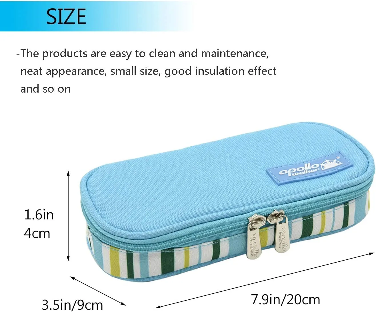 Goldwheat Insulin Cooler Travel Case Diabetic Medication Organizer Medical Cooler Bag with 2 Ice Pack Waterproof and Insulation Liner, Light Blue