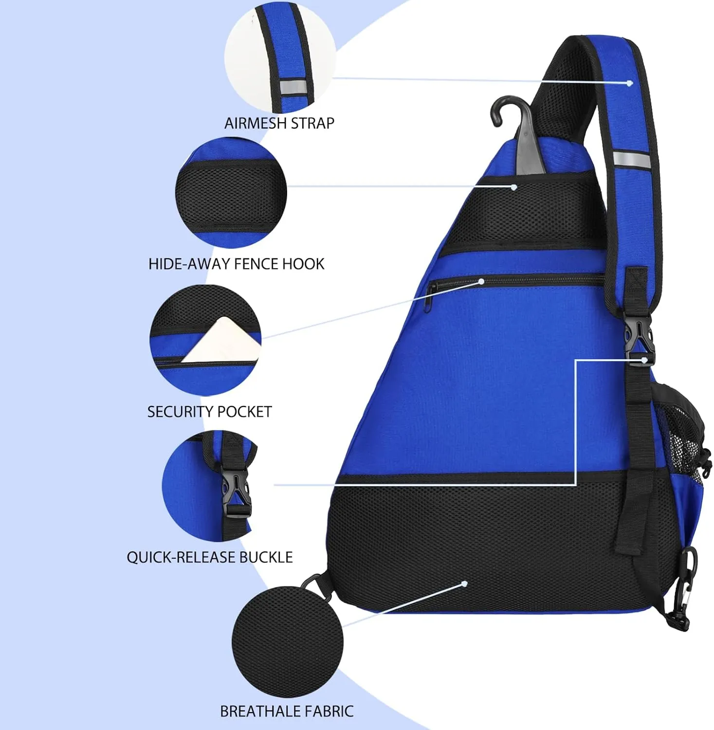 Goloni Pickleball Bag for Women,Mens Pickle ball Backpack,Lightweight Sling Bag with Fence Hook,Large Capacity,Safety Pocket