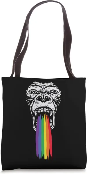 Gorilla Rainbow Hipster Hippies LGBT Free Spirit Freethinker Tote Bag
