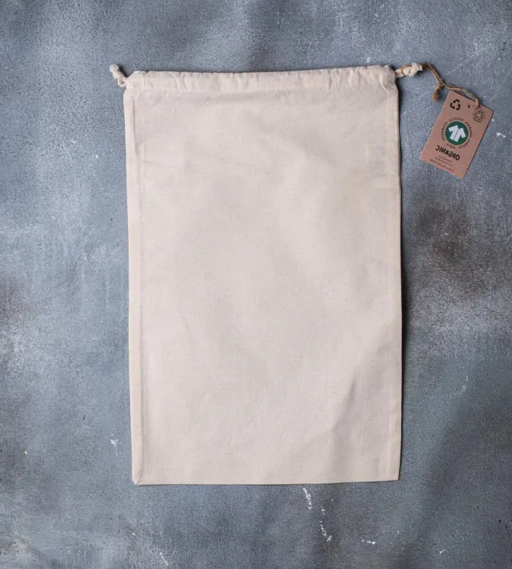 GOTS Organic 5oz Natural Cotton Drawstring Pouch - 310x480mm